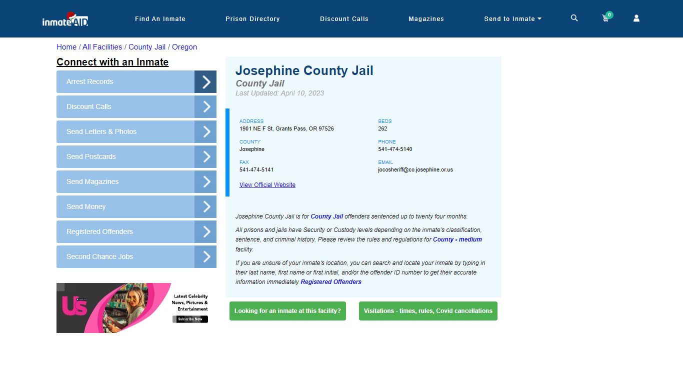 Josephine County Jail - Inmate Locator - Grants Pass, OR